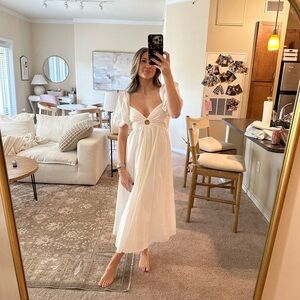 Abercrombie White Tie Back Midi Dress